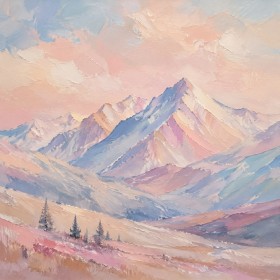 Pastellfarbene Berglandschaft als Wandbild oder Fine Art Print
