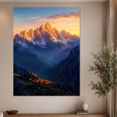 Alpenpanorama im Abendlicht, Wandbild oder Leinwand für stilvolle Räume