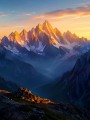 Alpenpanorama im Abendlicht, Wandbild oder Leinwand für stilvolle Räume
