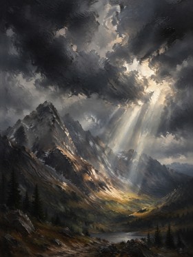 Dramatische Berglandschaft als Wandbild oder Fine Art Print