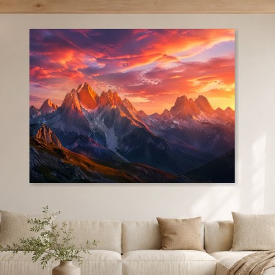 Alpenpanorama im Abendlicht als Leinwand oder Poster