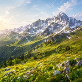 Alpine Berglandschaft als Wandbild oder Kunstdruck