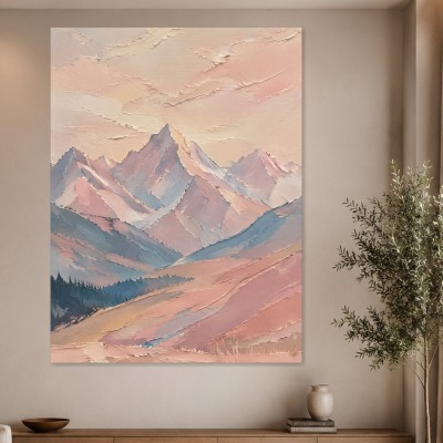 Pastellfarbene Berglandschaft als Wandbild oder Kunstdruck