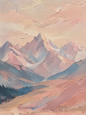 Pastellfarbene Berglandschaft als Wandbild oder Kunstdruck