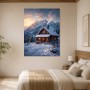Winterliche Berghütte als Leinwand oder Poster