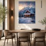 Winterliche Berghütte als Leinwand oder Poster
