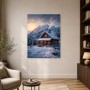 Winterliche Berghütte als Leinwand oder Poster