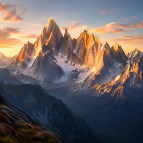 Alpine Gipfel im Morgenlicht als Wandbild oder Leinwandbild