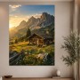 Alpine Hütte im Abendlicht als Leinwand oder Poster