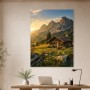 Alpine Hütte im Abendlicht als Leinwand oder Poster