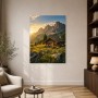 Alpine Hütte im Abendlicht als Leinwand oder Poster