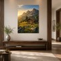 Alpine Hütte im Abendlicht als Leinwand oder Poster