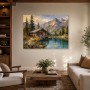 Almhütte am Bergsee, Kunstdruck oder Leinwandbild