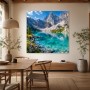 Alpensee mit Felsgipfeln, Wandbild oder Kunstdruck