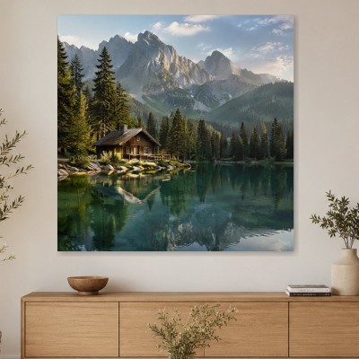 Alpenidylle am Bergsee, Leinwand oder Fine Art Print