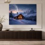 Winterhütte im Gebirge, Wandbild oder Kunstdruck mit Bergpanorama