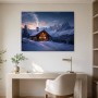 Winterhütte im Gebirge, Wandbild oder Kunstdruck mit Bergpanorama