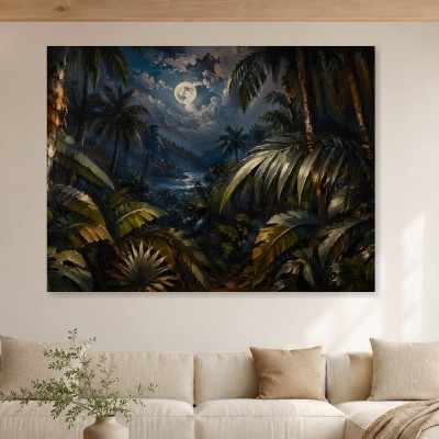 Mondnacht im Tropenwald, Wandbild oder Leinwand