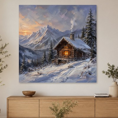 Winterhütte im Gebirge als Wandbild oder Fine Art Print