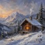 Winterhütte im Gebirge als Wandbild oder Fine Art Print