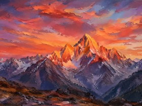 Leuchtende Berglandschaft als Wandbild oder Fine Art Print