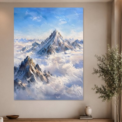 Verschneite Gipfel als Leinwand oder Poster in klarer Berglandschaft