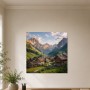 Alpendorf im Morgenlicht, Wandbild oder Leinwand für alpine Wohnräume