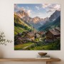 Alpendorf im Morgenlicht, Wandbild oder Leinwand für alpine Wohnräume