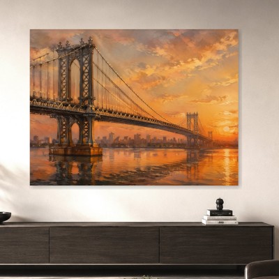 Brooklyn Bridge bei Sonnenuntergang, Wandbild oder Kunstdruck