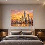 New York Skyline als Leinwand oder Acrylbild im goldenen Sonnenuntergang