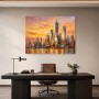 New York Skyline als Leinwand oder Acrylbild im goldenen Sonnenuntergang