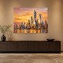 New York Skyline als Leinwand oder Acrylbild im goldenen Sonnenuntergang