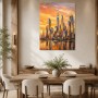 Goldene Skyline am Abend, Cityscape als Wandbild oder Acrylbild