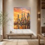 Goldene Skyline am Abend, Cityscape als Wandbild oder Acrylbild