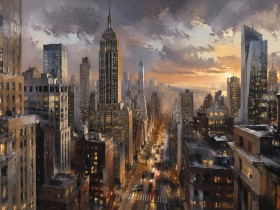 New Yorker Skyline bei Sonnenuntergang, Wandbild oder Fine Art Print New Yorker Skyline bei Sonnenuntergang, Wandbild oder Fine Art Print