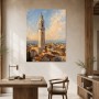 Sanfte Altstadt mit Turm als Leinwandbild oder Poster