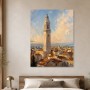 Sanfte Altstadt mit Turm als Leinwandbild oder Poster