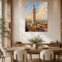 Sanfte Altstadt mit Turm als Leinwandbild oder Poster
