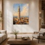 Sanfte Altstadt mit Turm als Leinwandbild oder Poster