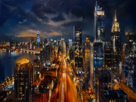 Leuchtende Skyline bei Nacht, Wandbild oder Fine Art Print Leuchtende Skyline bei Nacht, Wandbild oder Fine Art Print