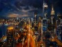 Leuchtende Skyline bei Nacht, Wandbild oder Fine Art Print