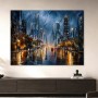 Nachtstadt im Regen als Modernes Wandbild oder Acrylbild