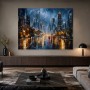 Nachtstadt im Regen als Modernes Wandbild oder Acrylbild
