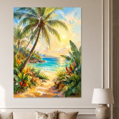 Tropische Küstenlandschaft als Leinwand oder Kunstdruck