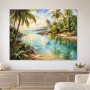 Tropische Lagune als Leinwand oder Poster mit palmengesäumter Küste