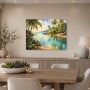 Tropische Lagune als Leinwand oder Poster mit palmengesäumter Küste
