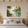 Tropische Lagune als Leinwand oder Poster mit palmengesäumter Küste