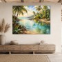 Tropische Lagune als Leinwand oder Poster mit palmengesäumter Küste