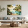 Tropische Lagune als Leinwand oder Poster mit palmengesäumter Küste
