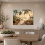 Tropischer Strandweg als Leinwand oder Poster in warmem Licht